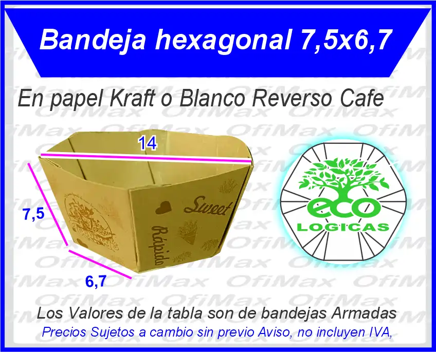 bandejas de carton ecologicas para comidas rapidas hexagonal, Bogota, Colombia